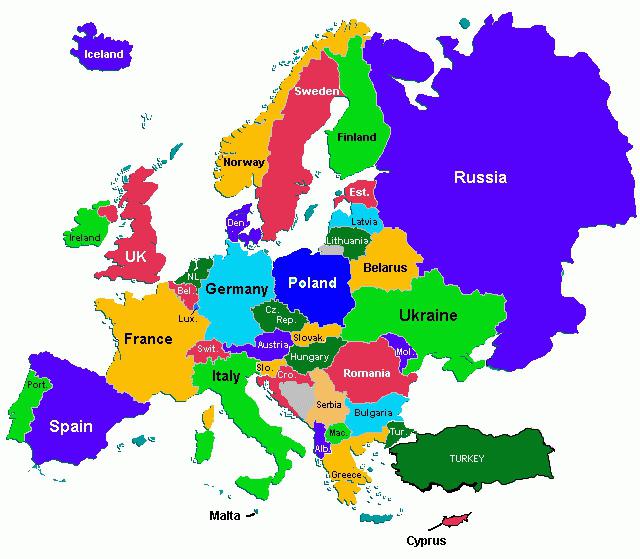 Politička podjela i područje Europe